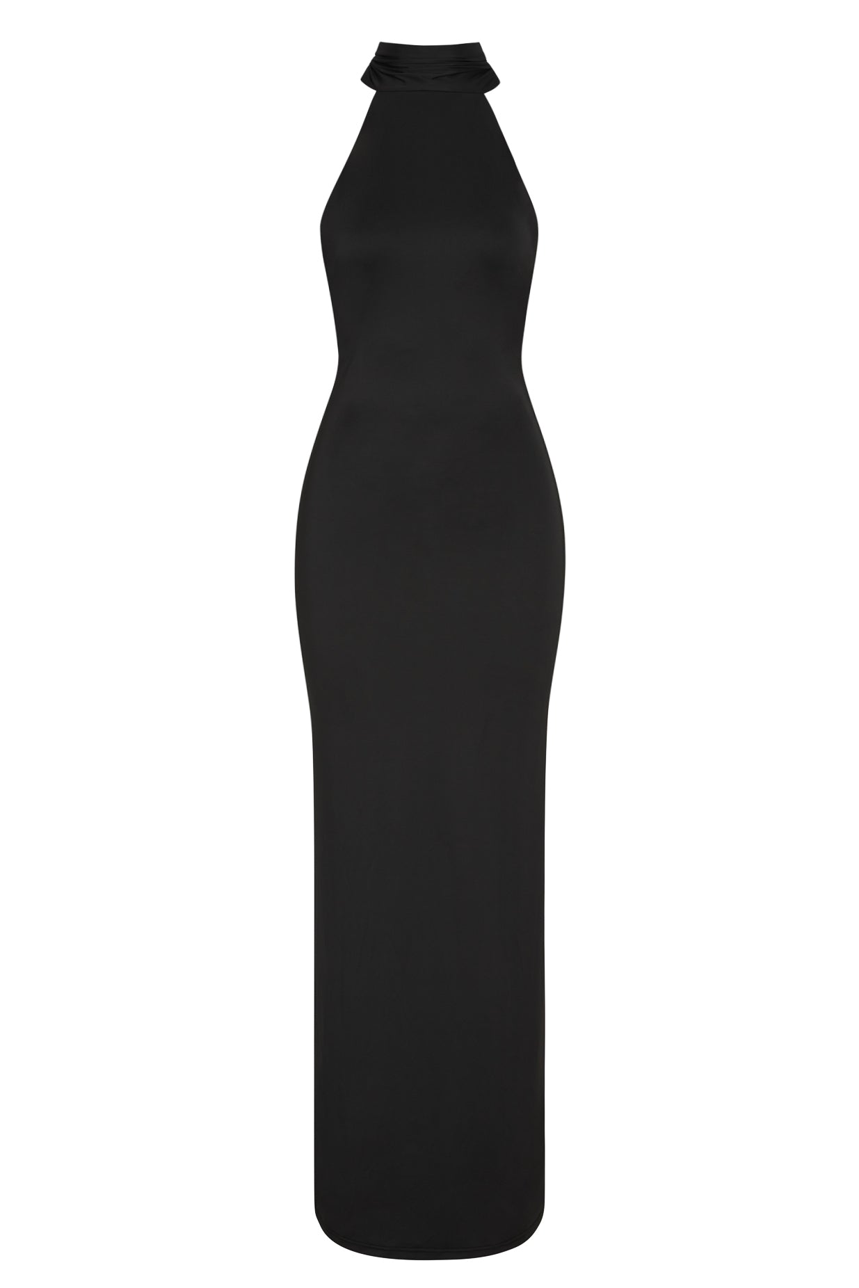 Alaia Drape Maxi Dress Black, front view.