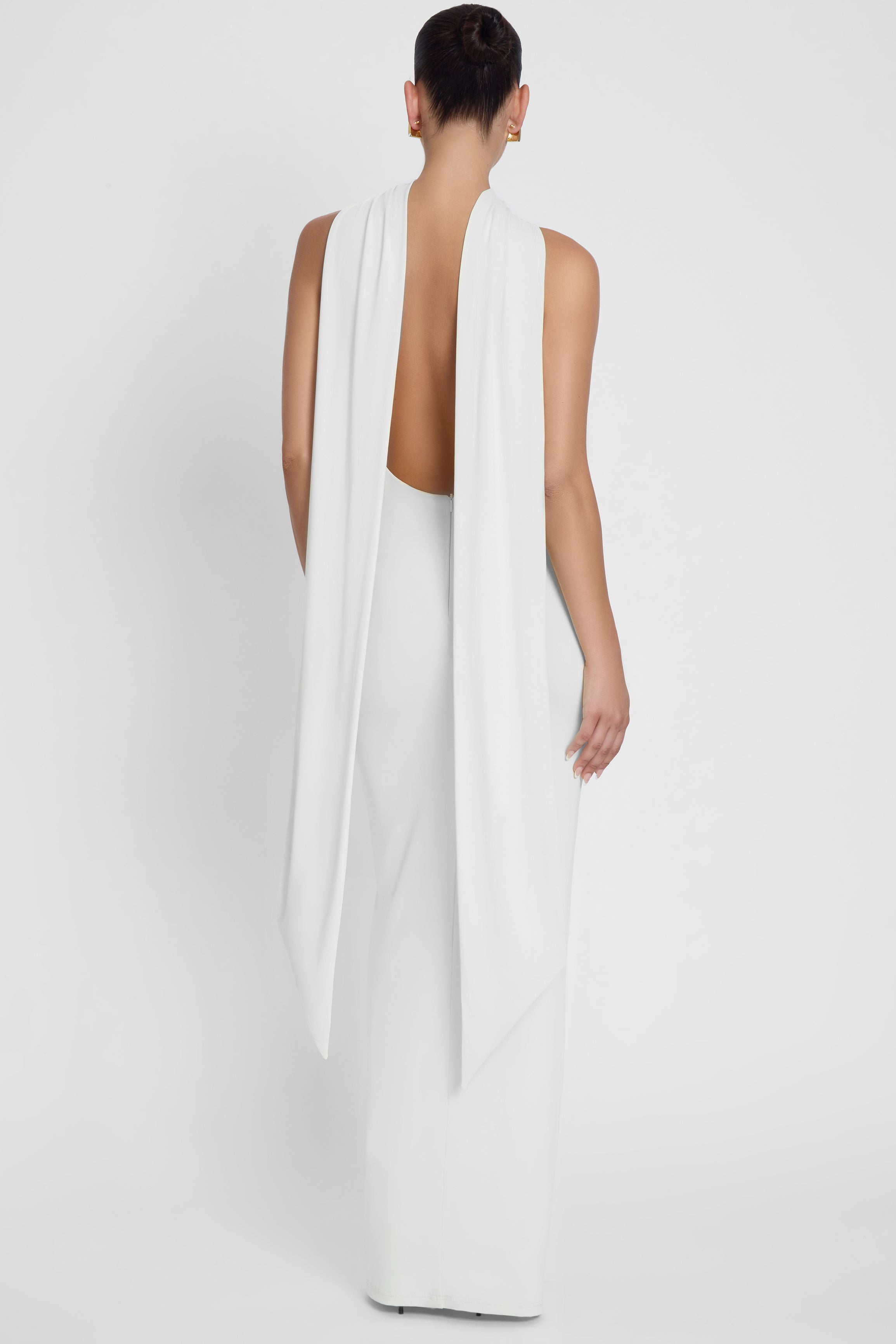 Alaia Drape Maxi Dress - White