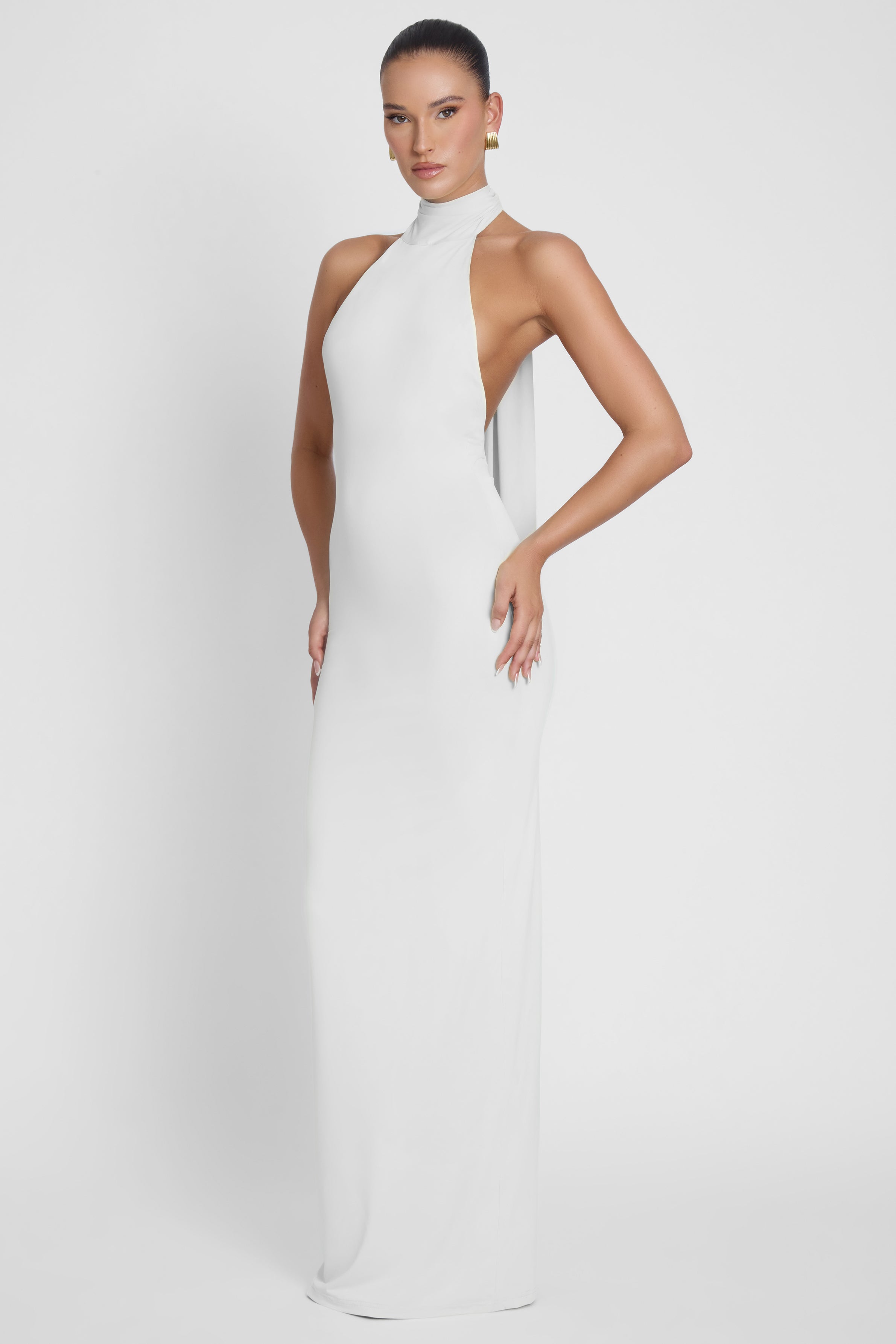 Alaia Drape Maxi Dress - White