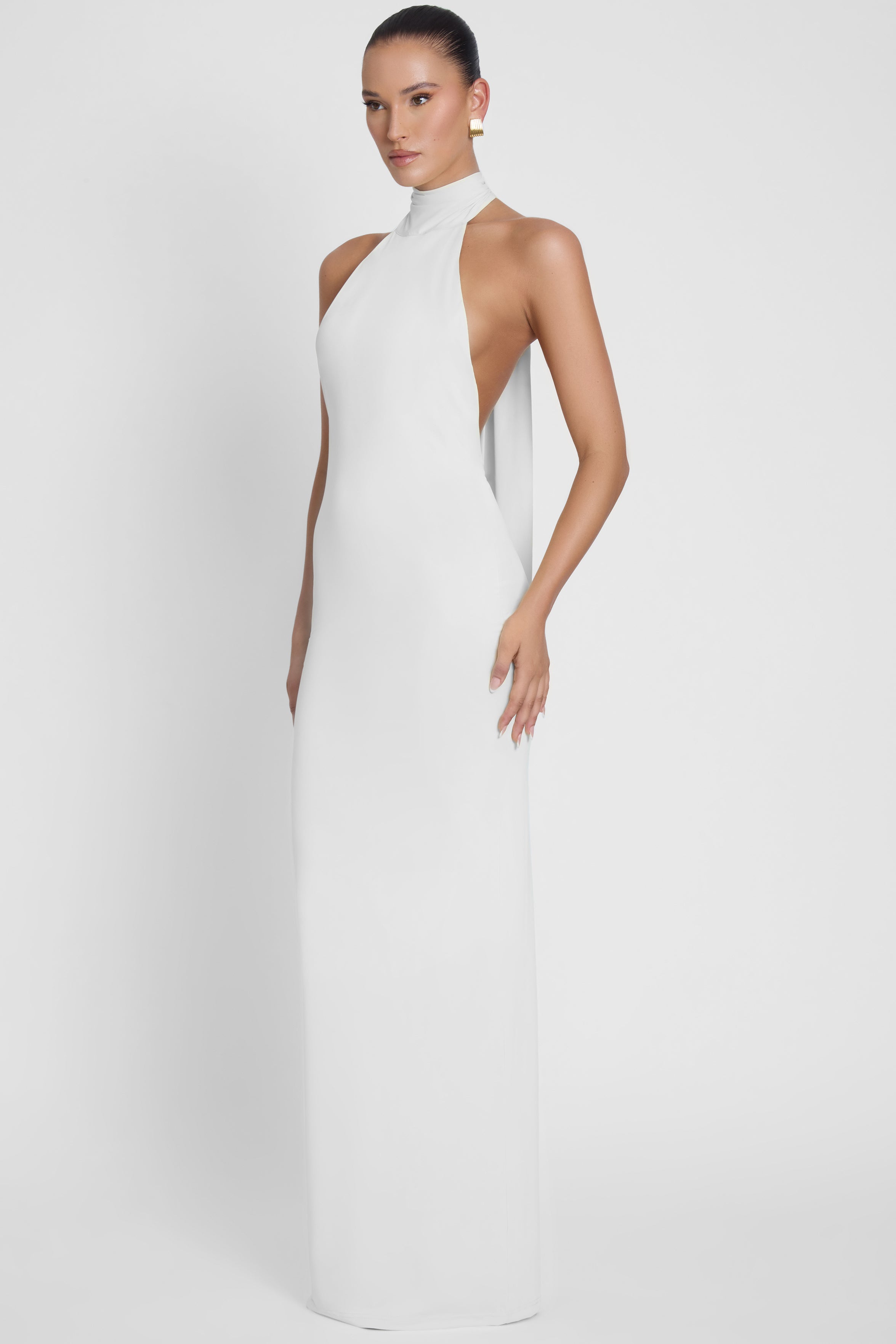 Alaia Drape Maxi Dress - White
