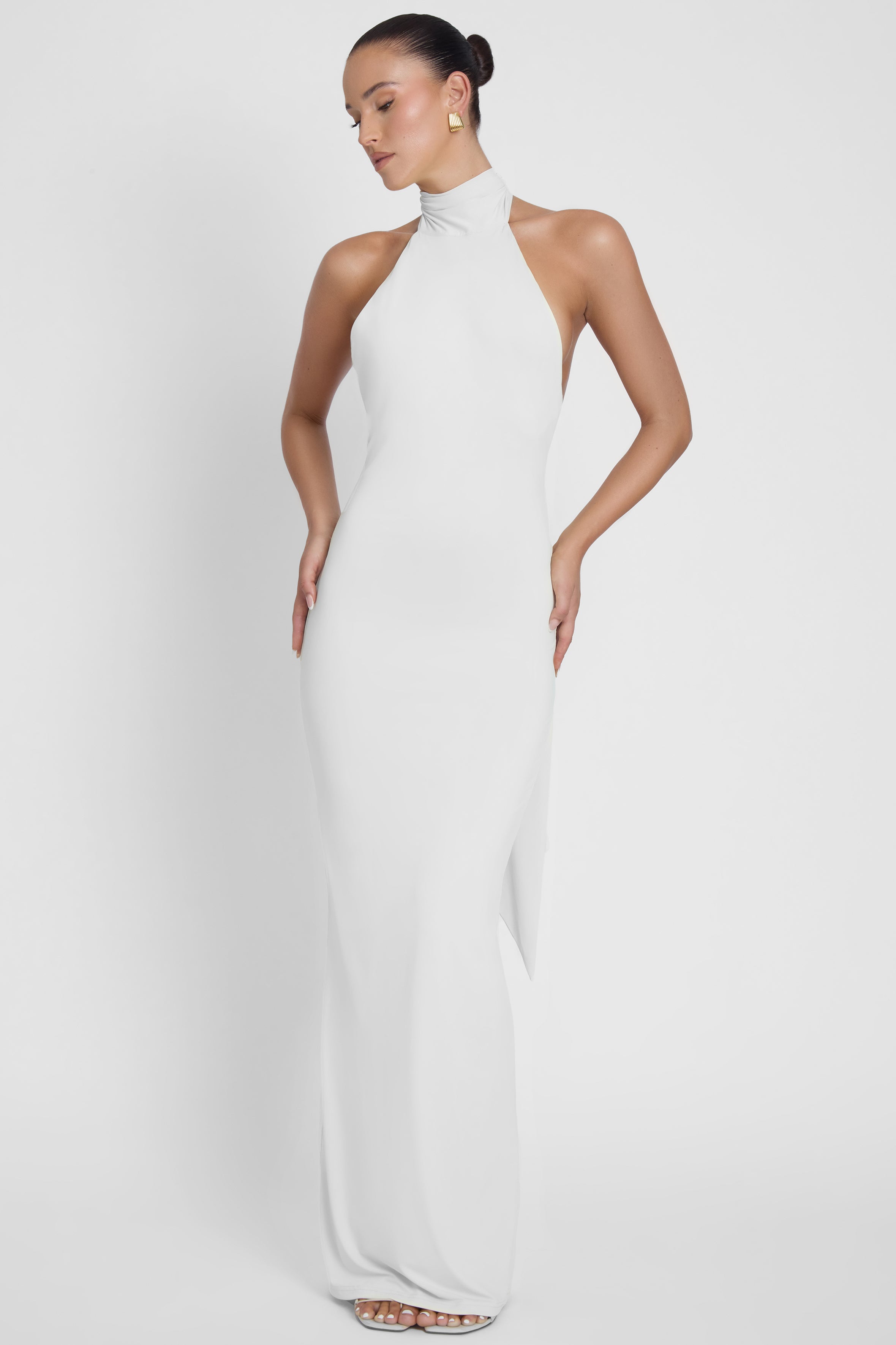 Alaia Drape Maxi Dress - White