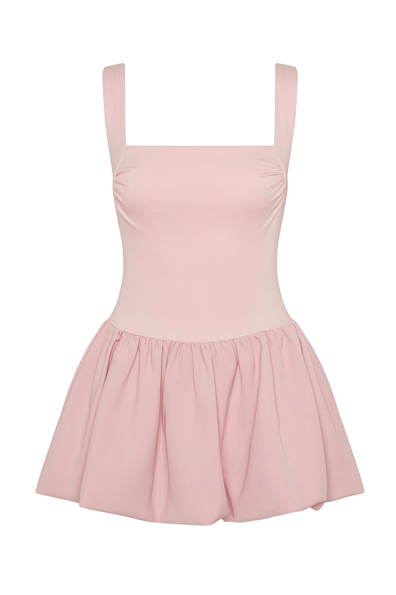 LEAU Bisou Bubble Knit Mini Dress in Pink, front view.