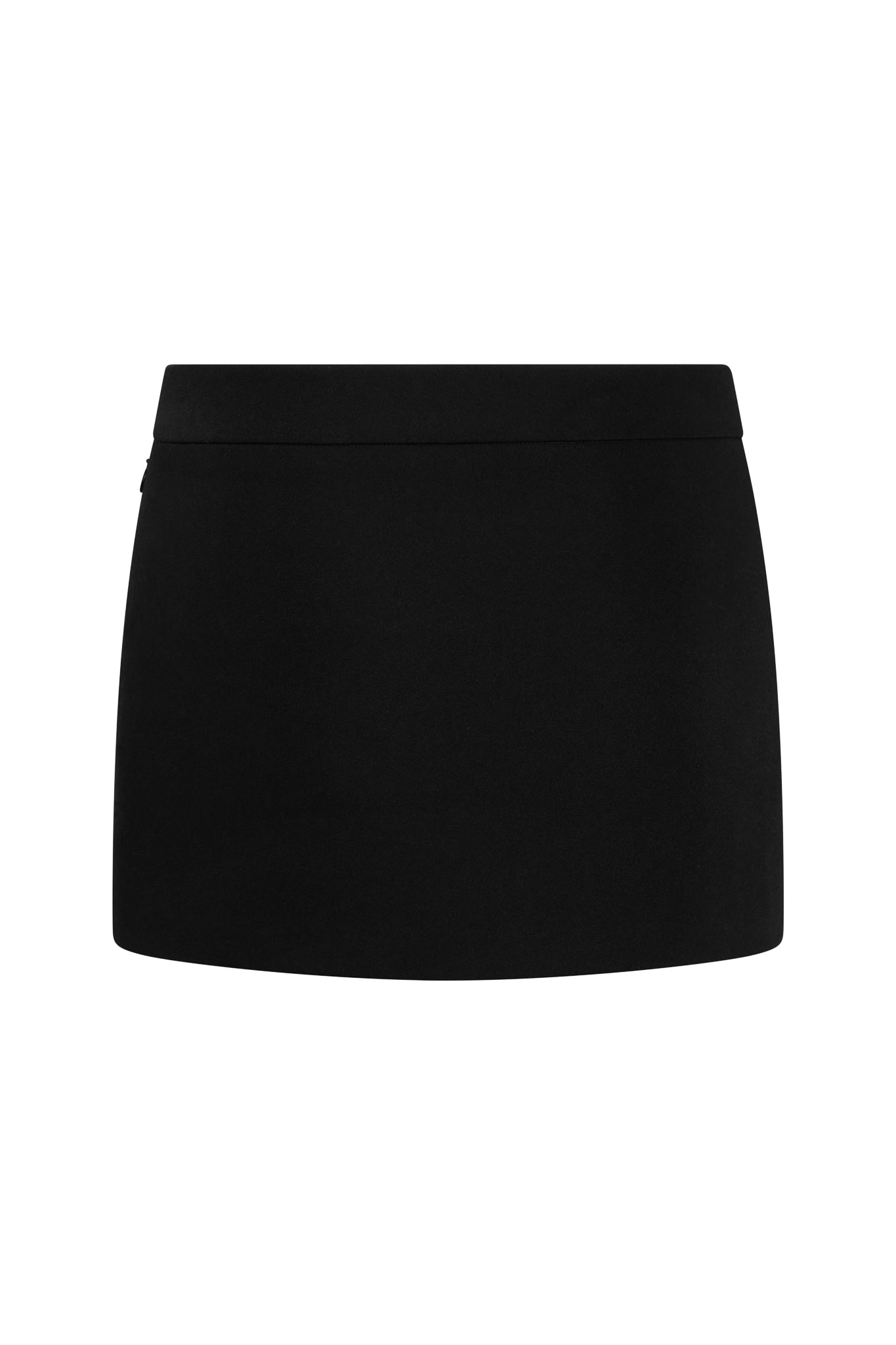 LEAU Classic Column Micro Mini Skirt in Black, front view.