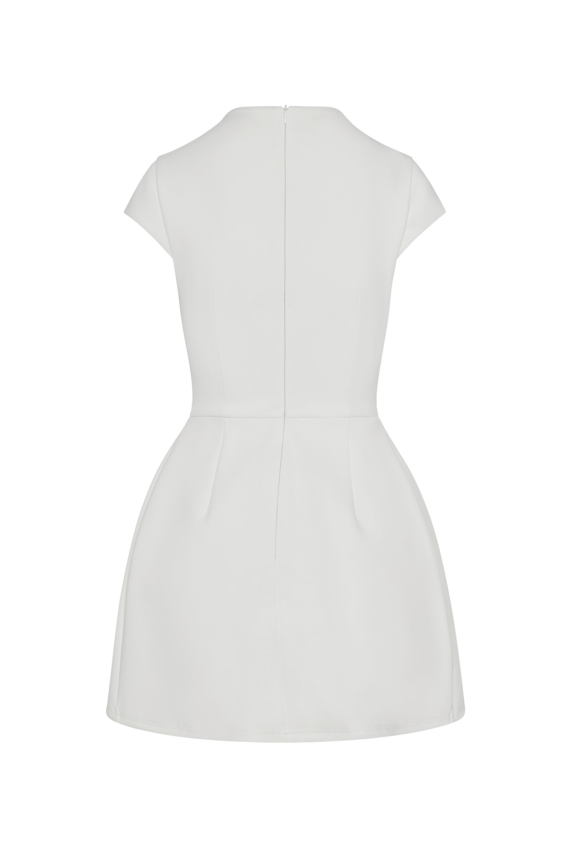 Cote Cap Sleeve Pocket Mini Dress in White, back view.