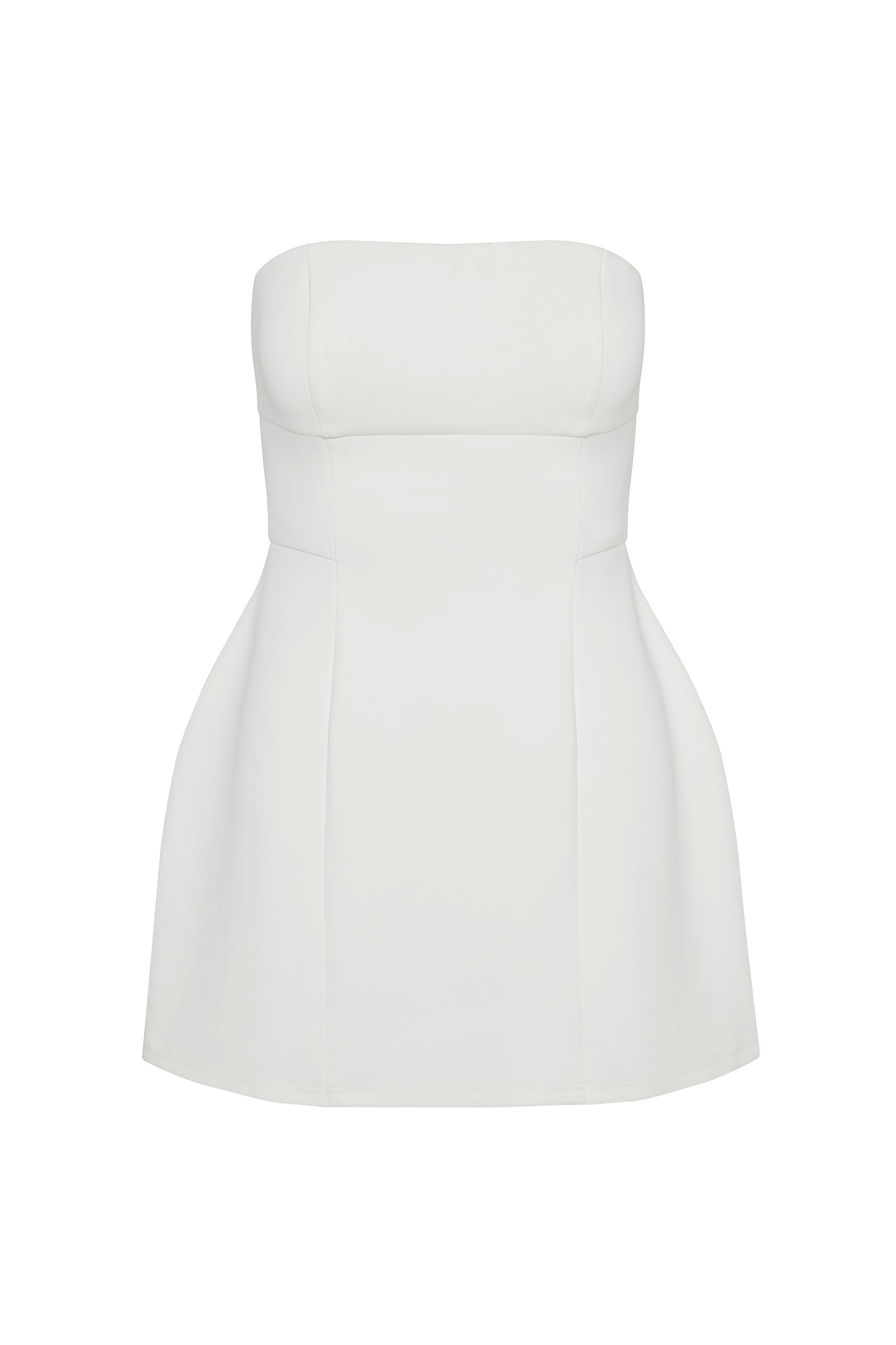 Eres Strapless Bustier Mini Dress in White, front view.