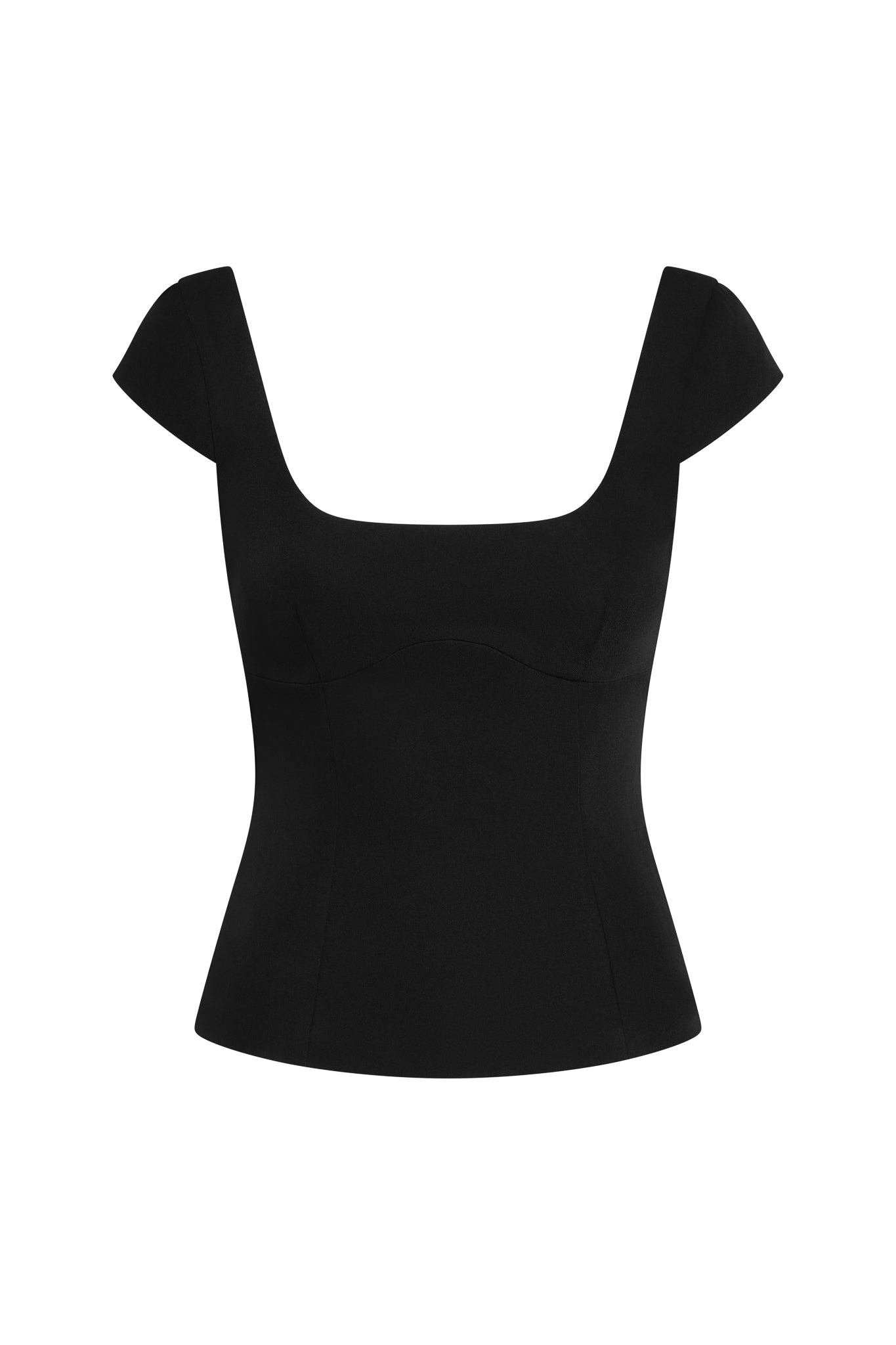 Esme Contour Corset Top in Black, front view.