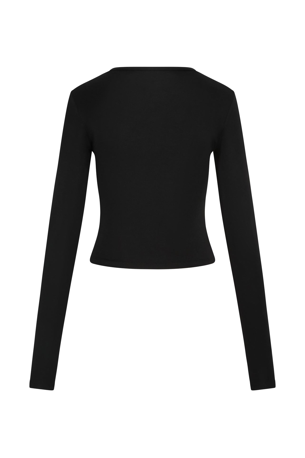 Everyday Jersey Long Sleeve Top in Black, back view.