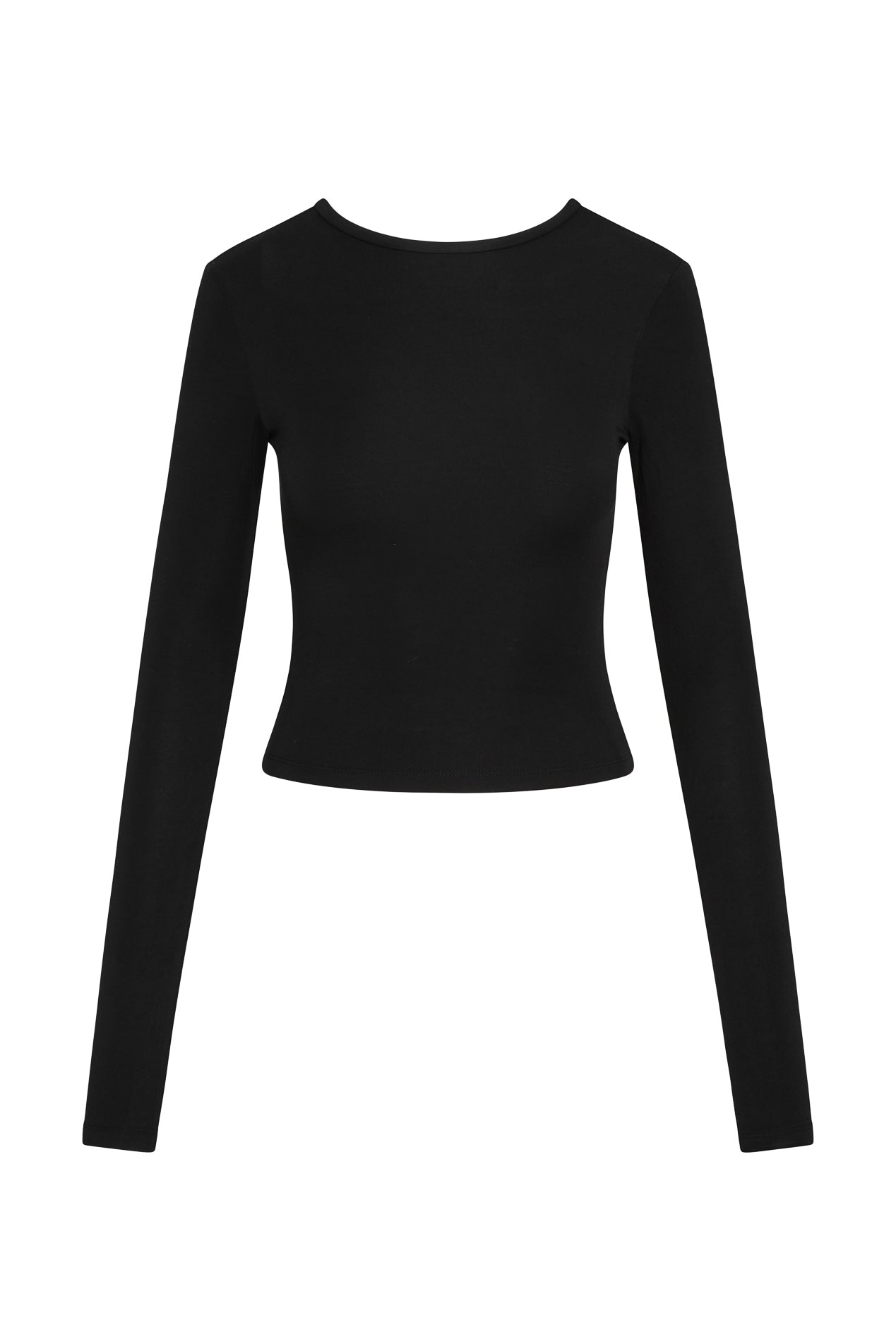 Everyday Jersey Long Sleeve Top in Black, front view.
