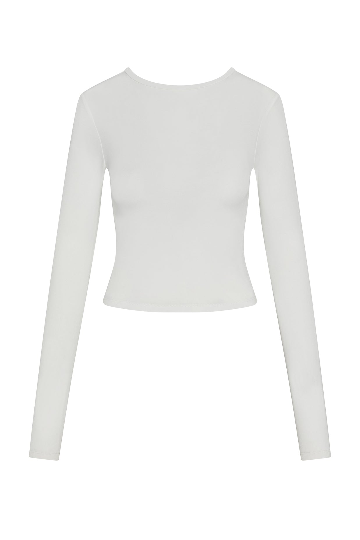 Everyday Jersey Long Sleeve Top in White, front view.