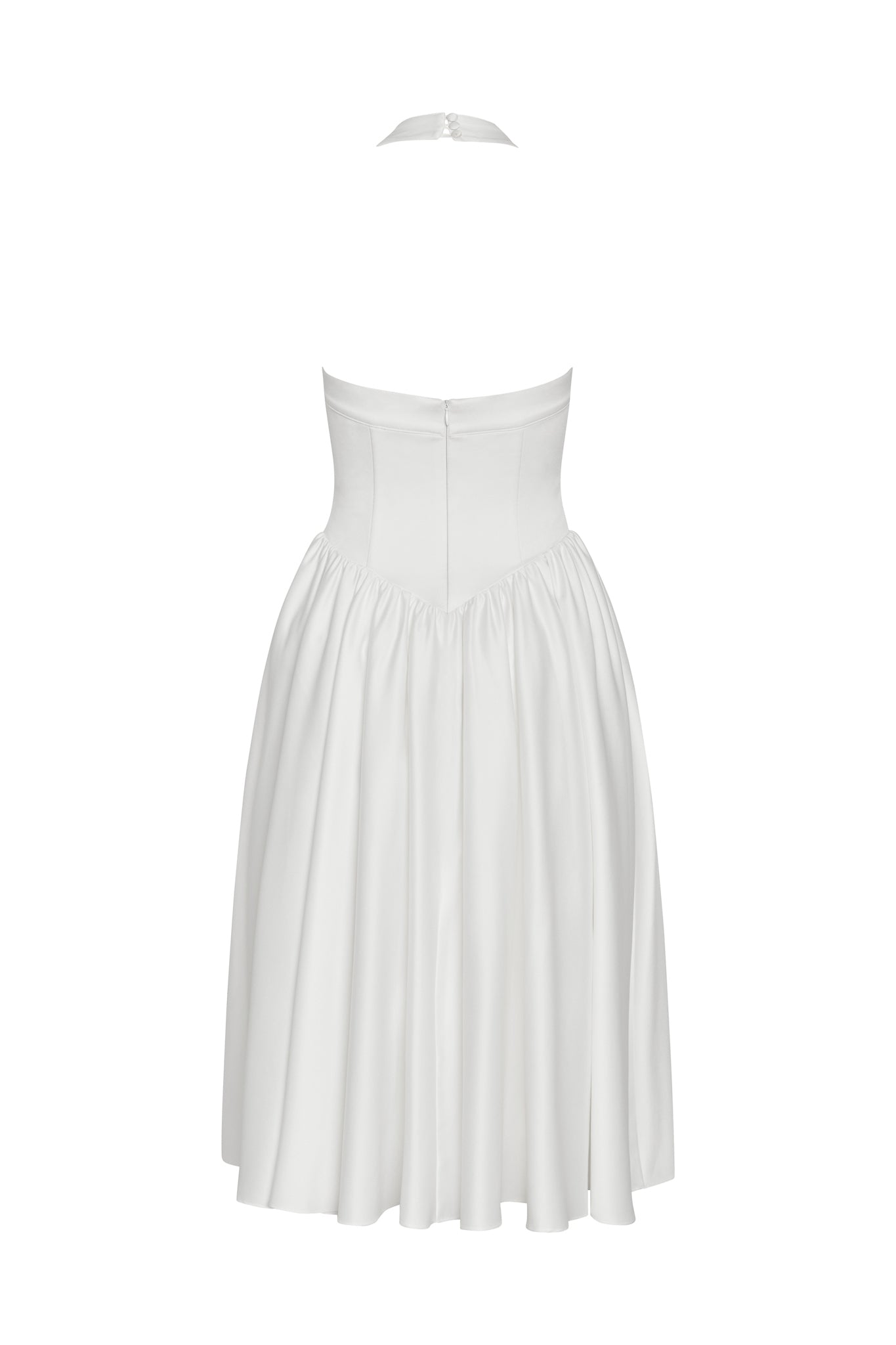 Hart Halter Corset Midi Dress in White, back view