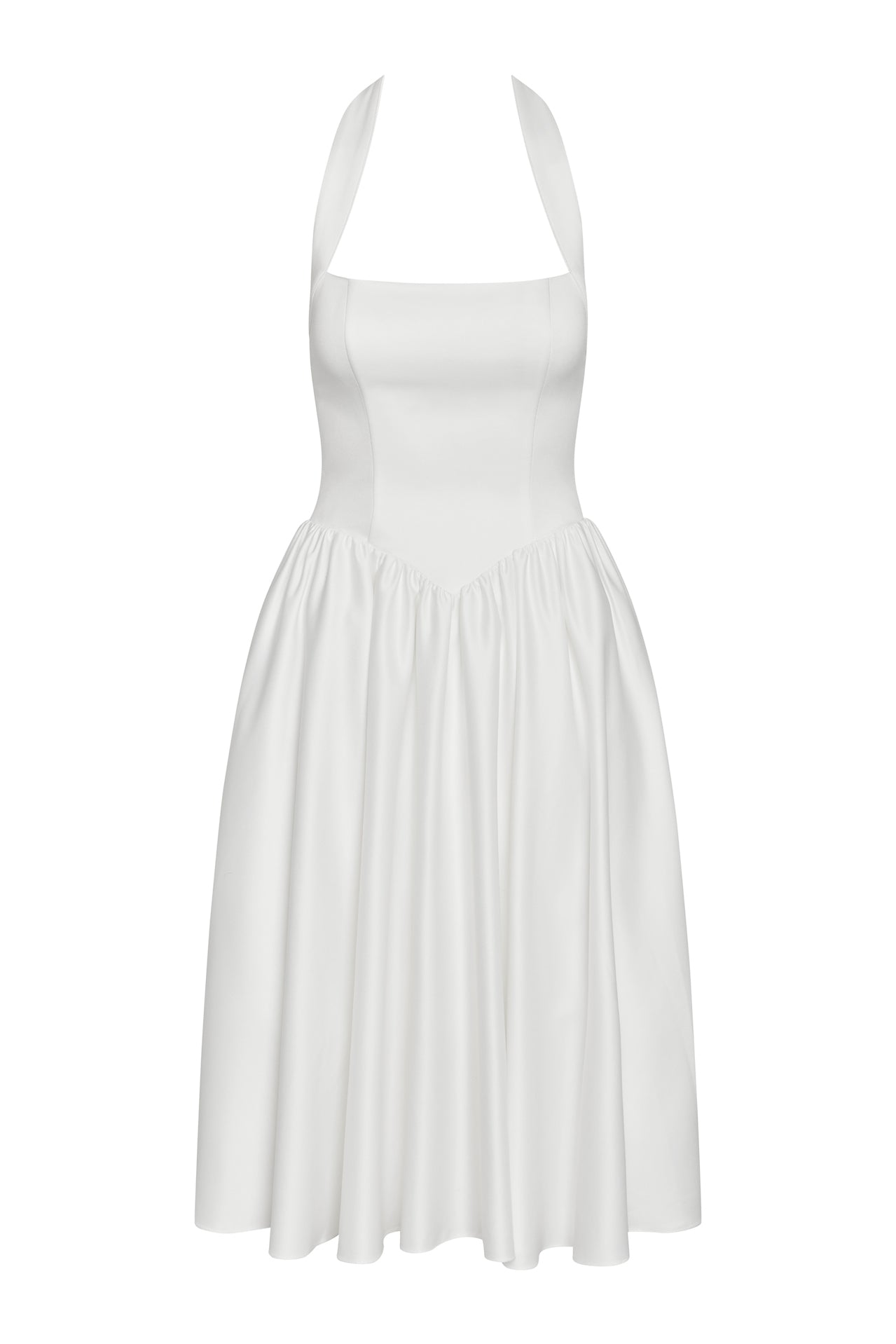 Hart Halter Corset Midi Dress in White, front view