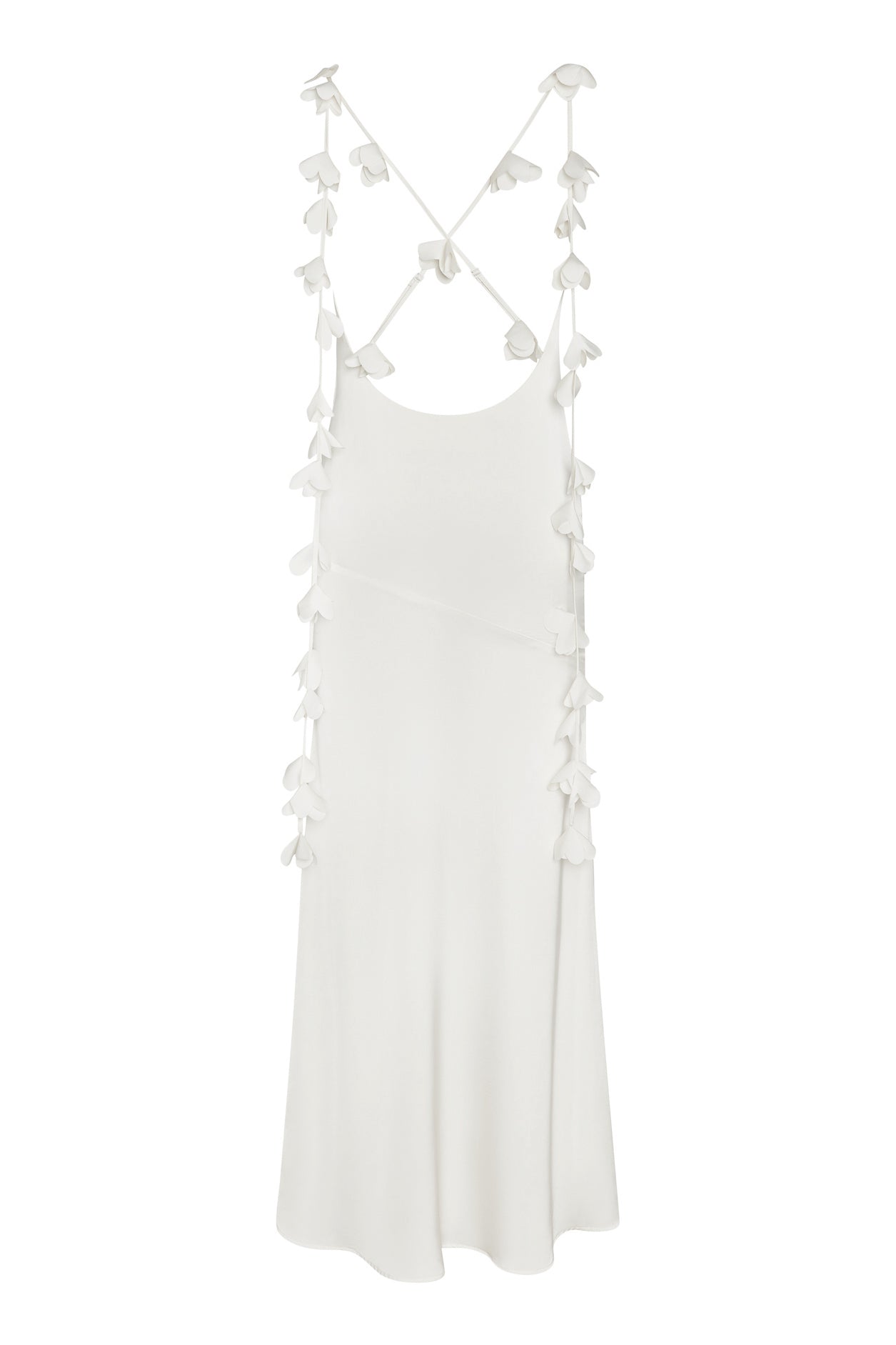 Jardin Petal Satin Maxi Gown in White, back view