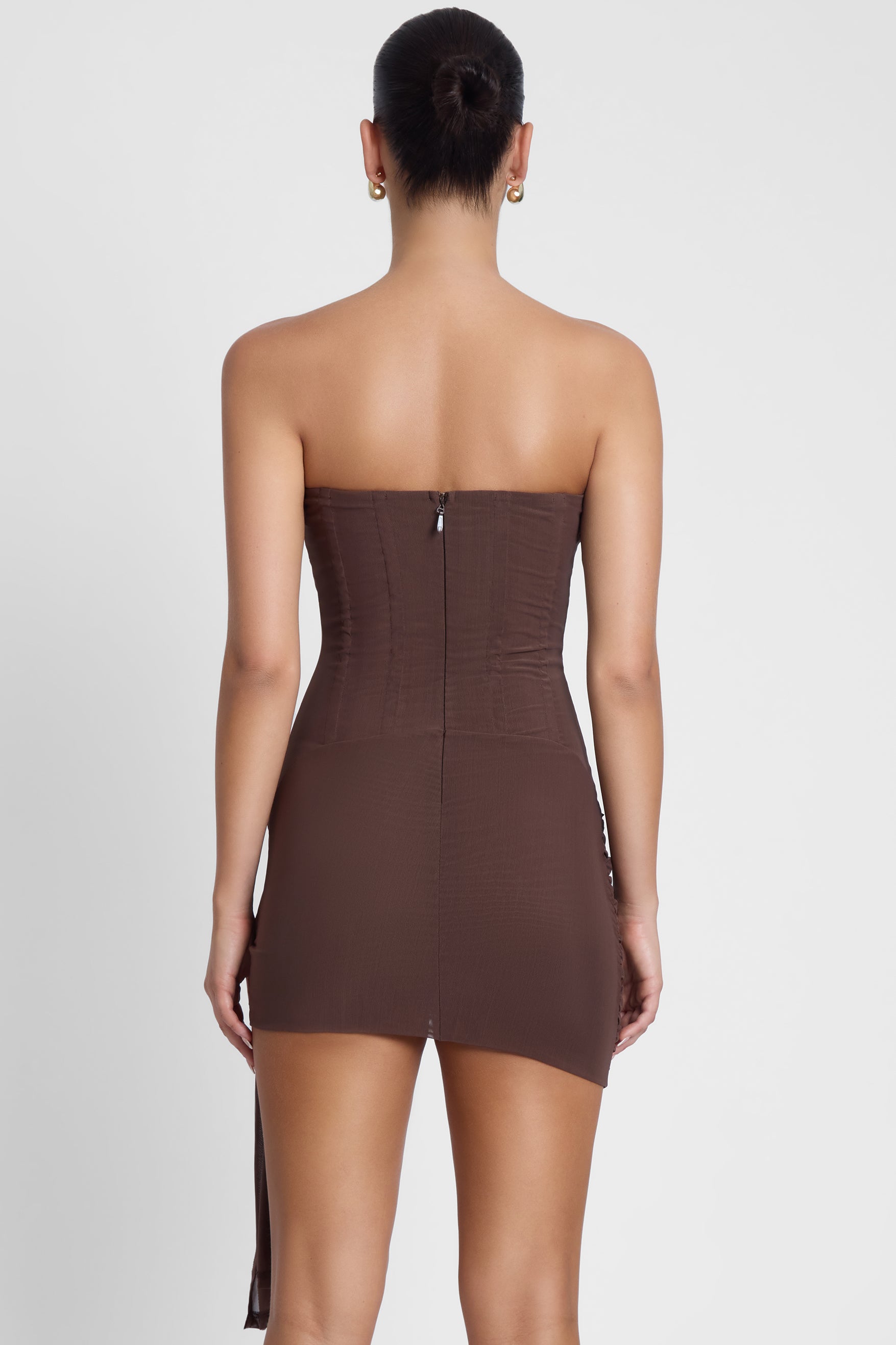 Mira Mesh Corset Dress - Chocolate Brown