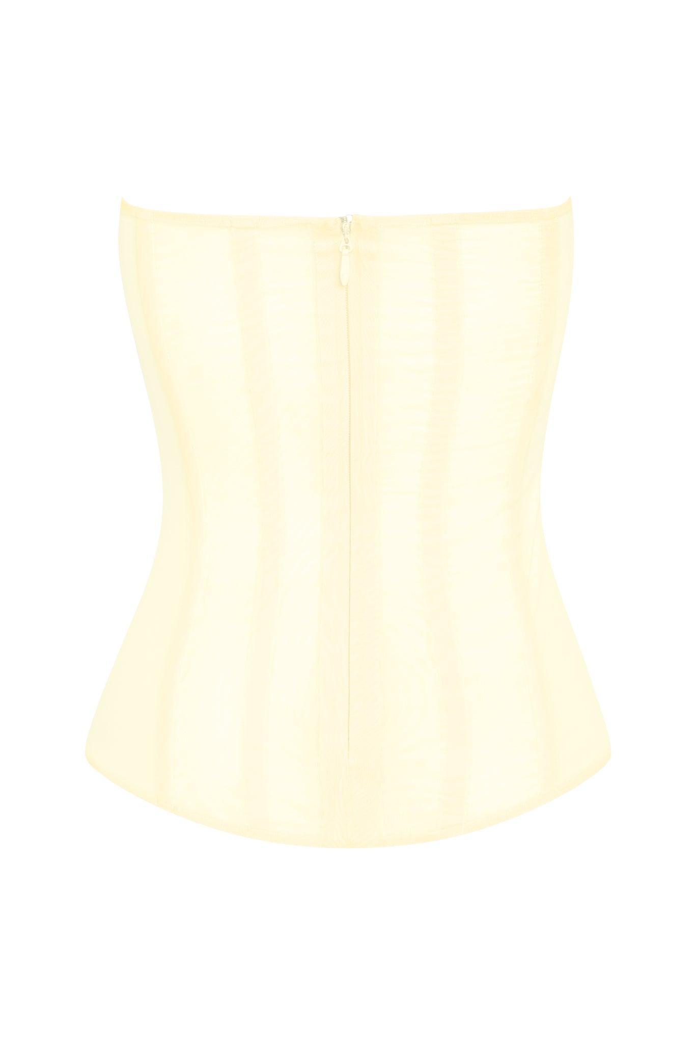 Muse Mesh Corset Top in Yellow, back view.