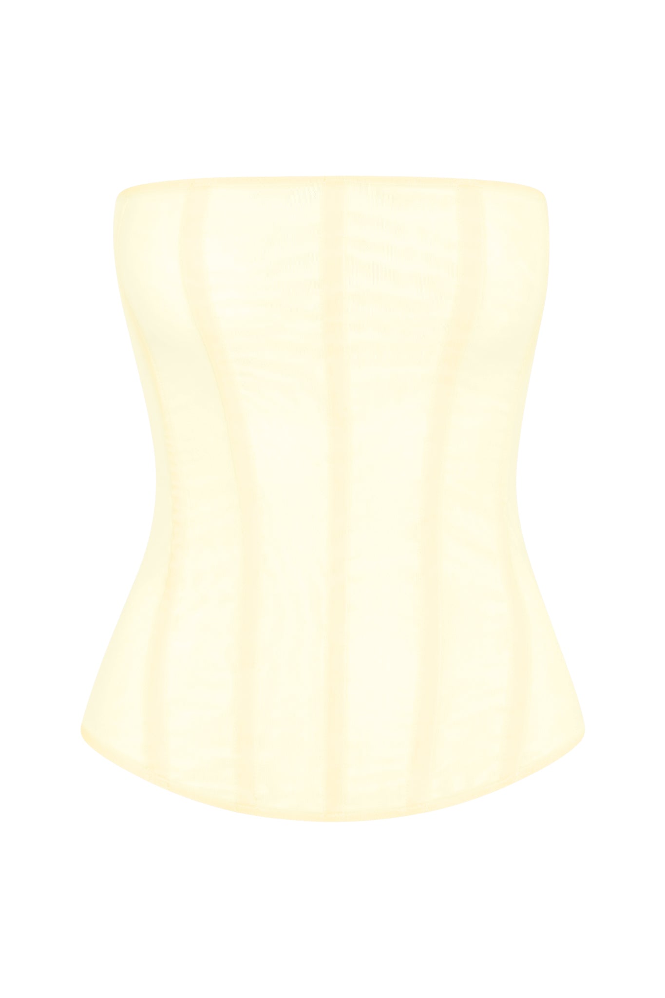 Muse Mesh Corset Top in Yellow, front view.