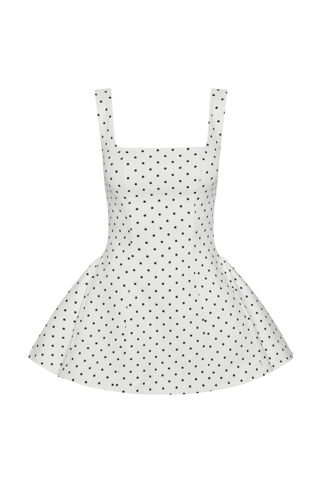 Ysabelle Babydoll Corset Mini Dress in Polka Dot, front view.